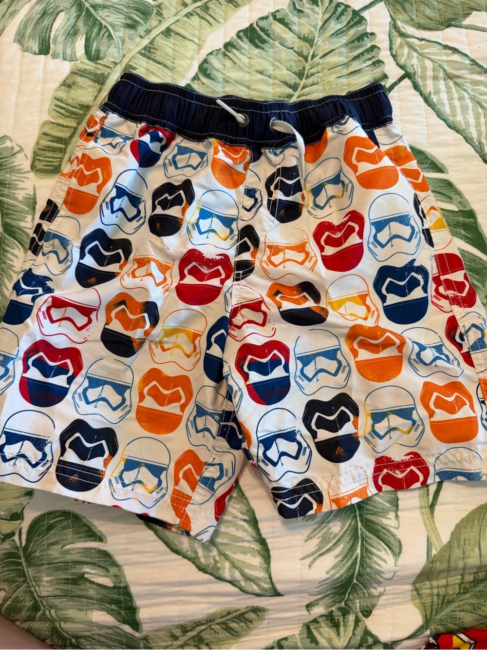 Hanna Andersson Star Wars Stormtrooper Navy and White Boys Swim Shorts
